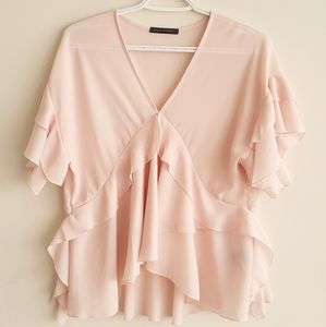 Suzy Shier - Pink Ruffle Blouse